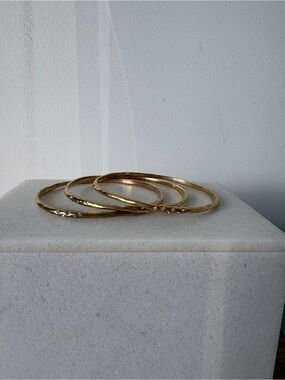 Stella & Dot Gold Crystal Accent Bangle Bracelets - 3 Pieces
